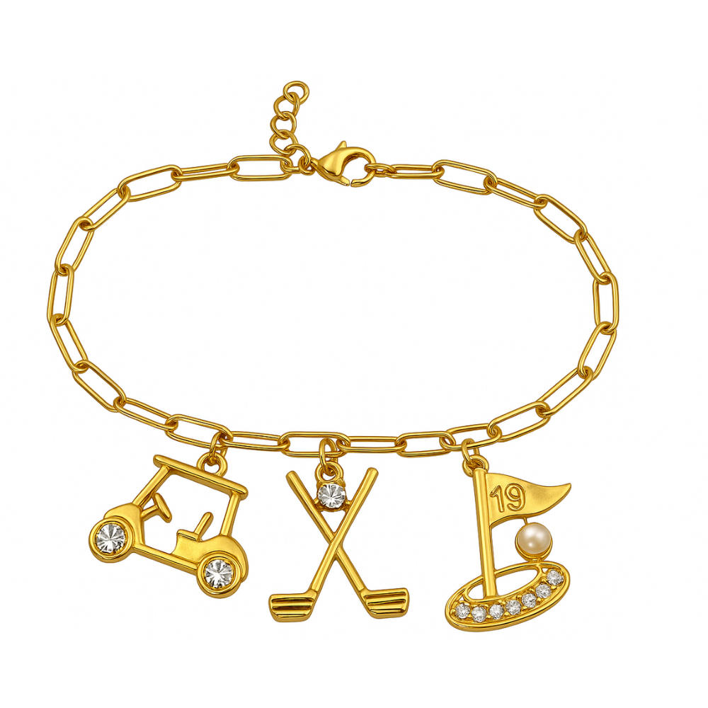 Golf Paperclip Charm Bracelet
