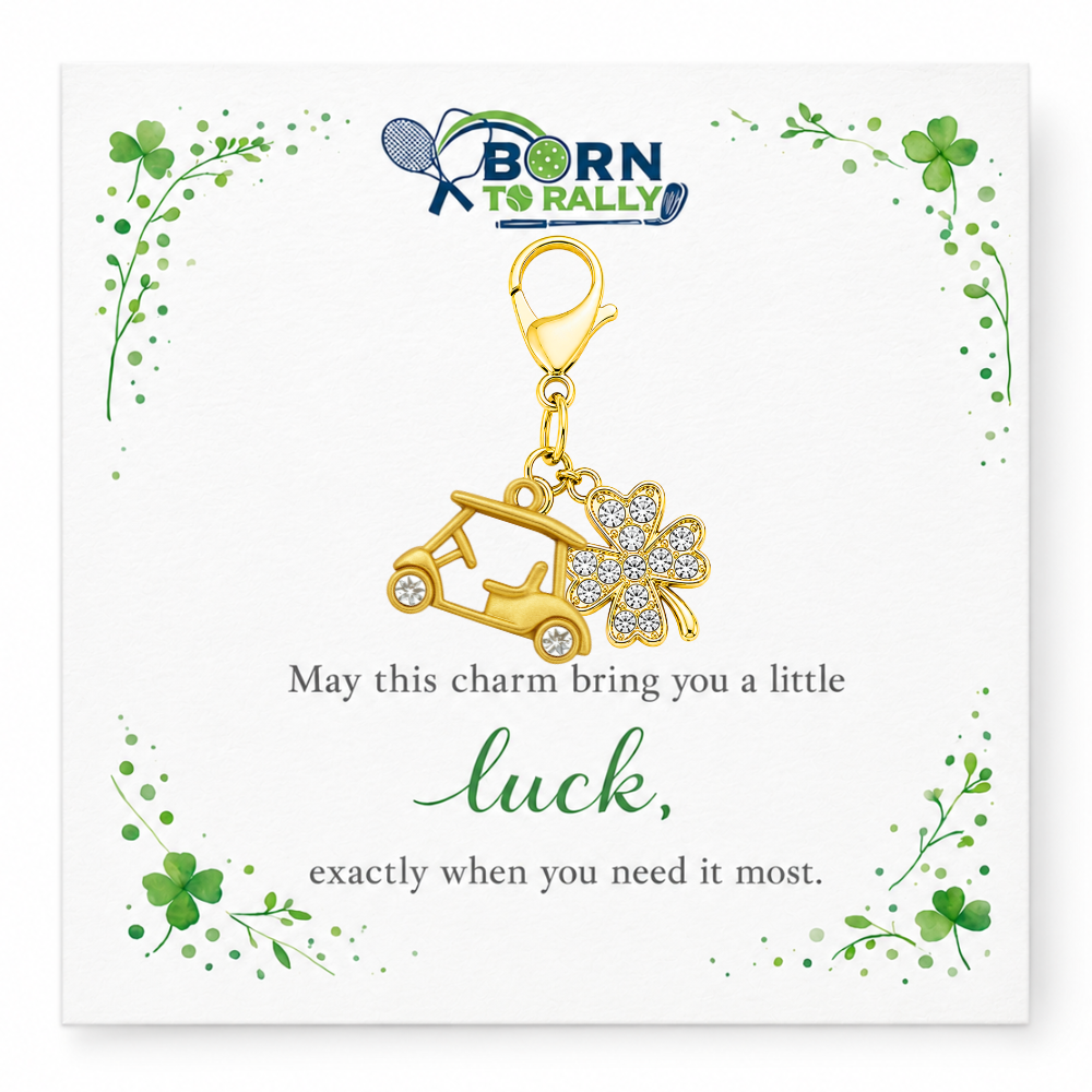 Golf Cart Lucky Clover Clip on Charm
