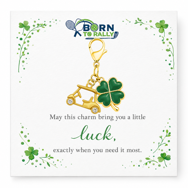 Golf Cart Lucky Clover Clip on Charm