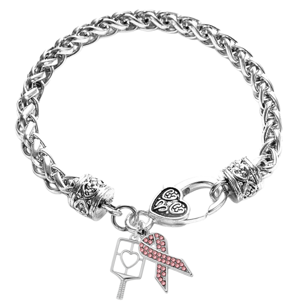 Pickleball Breast Cancer Ribbon Bracelet