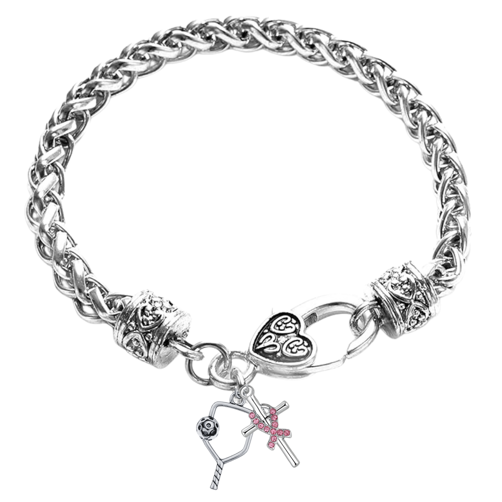 Pickleball Breast Cancer Cross Bracelet