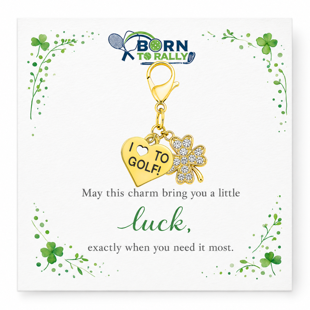 Golf Lucky Heart Clover Clip on Charm
