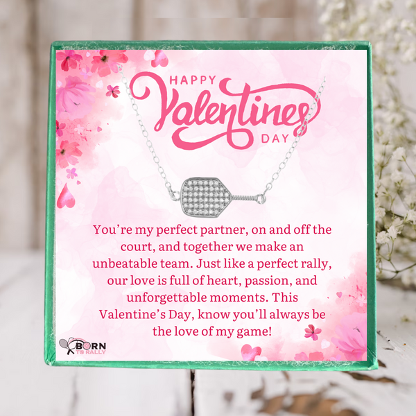 Valentine's Day Pickleball Connector Rhinestone Necklace