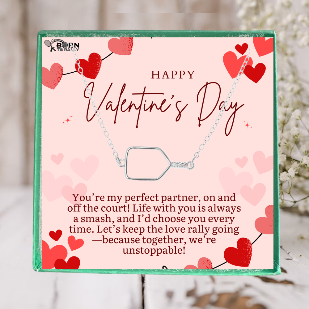 Valentine's Day Cross Court Charmer Pickleball Necklace
