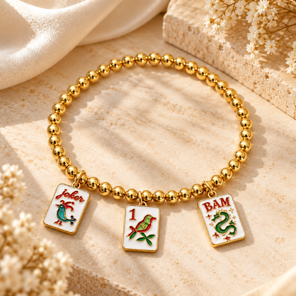 3 Lucky Tiles Mahjong Bead Bracelet