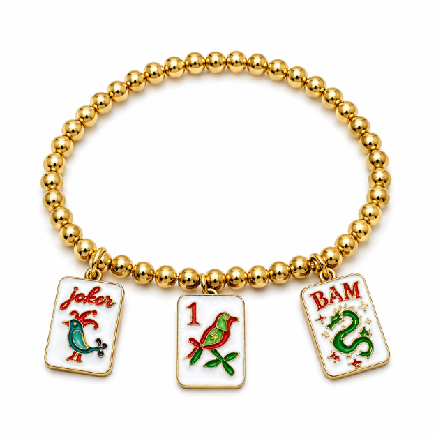 3 Lucky Tiles Mahjong Bead Bracelet