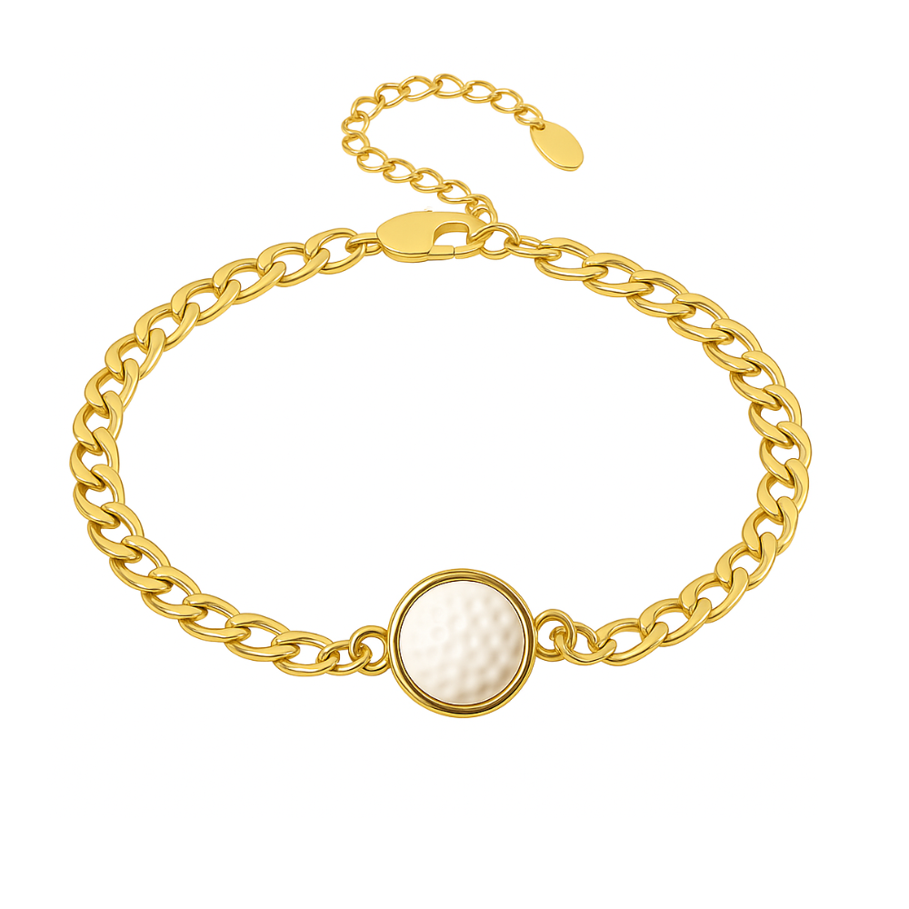 Gold Curb Chain Golf Club Bracelet - Born to Rally