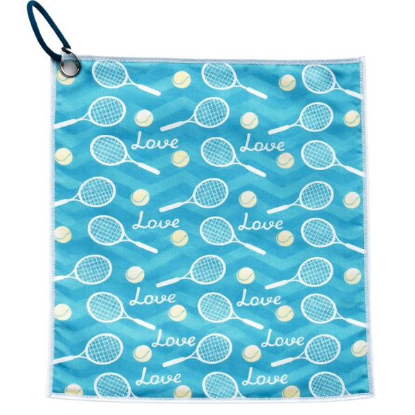 Tennis Love Towel - Microfiber & Cotton Athletic Towels with Carabiner Clip