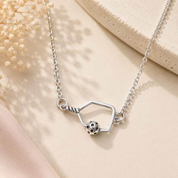 Pickleball Passion Pendant Necklace - Silver