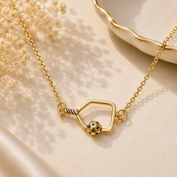 Pickleball Passion Pendant Necklace - Gold