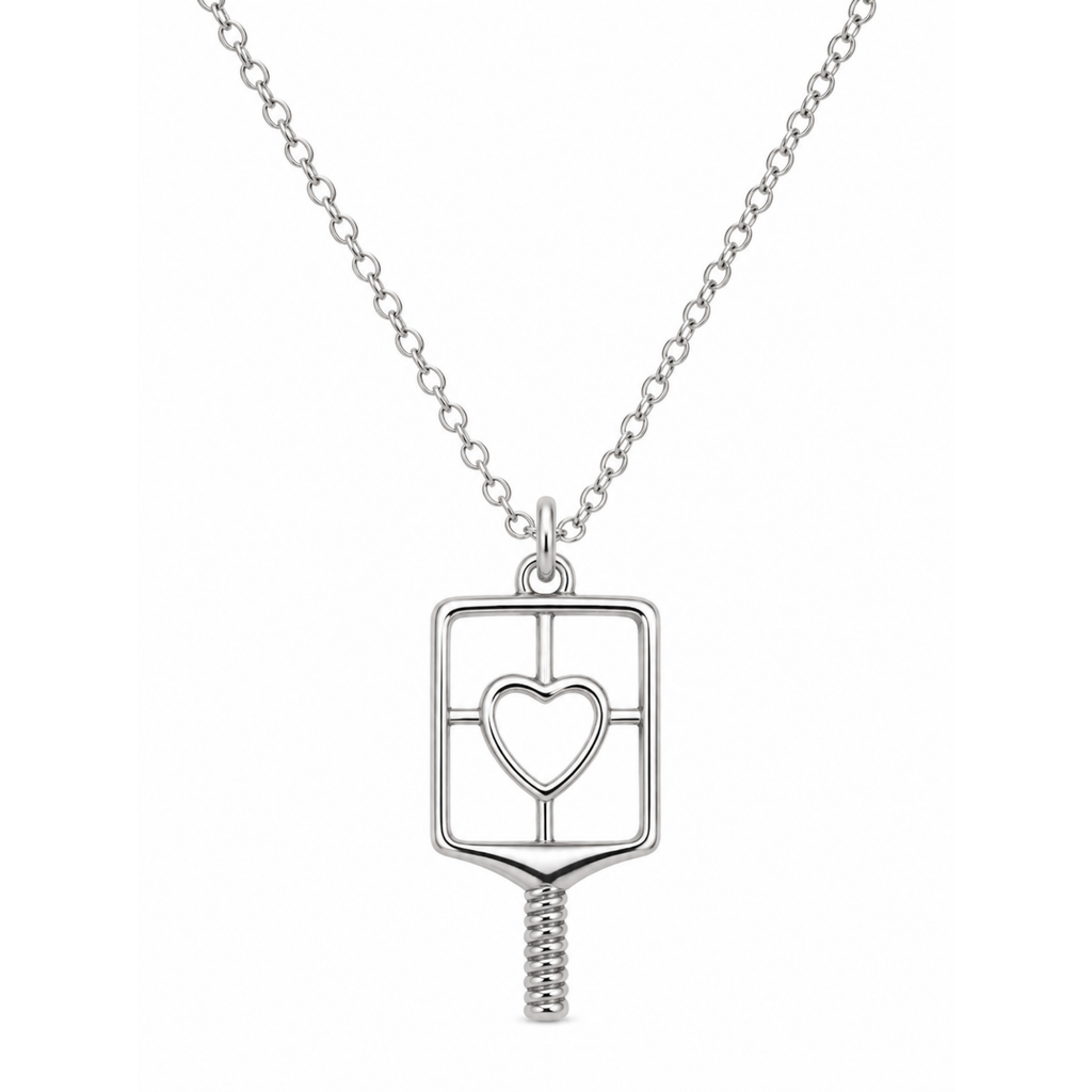 Pickleball Lovestruck Heart Necklace - Silver