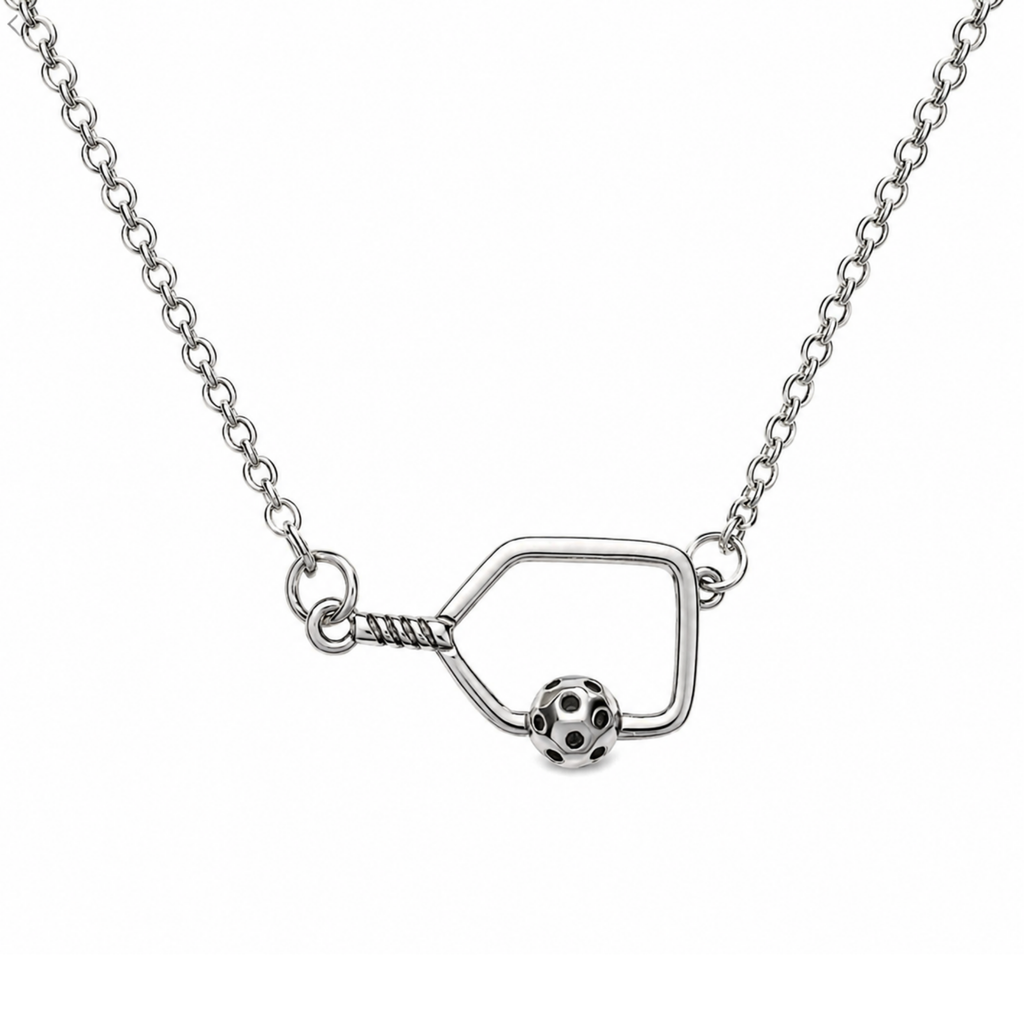 Pickleball Passion Pendant Necklace - Silver