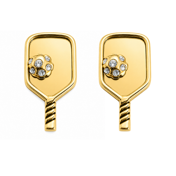 Gold Pickleball Paddle Stud Earrings