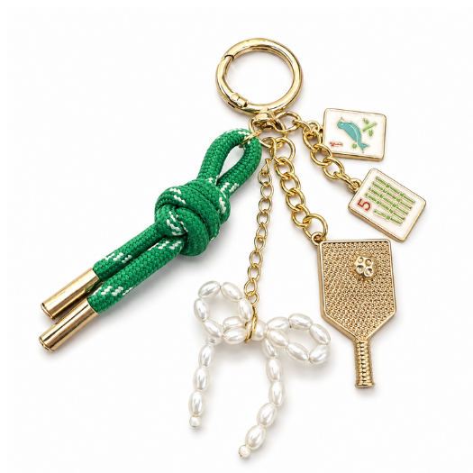 Pickleball Mahjong Bag Charm Keychain