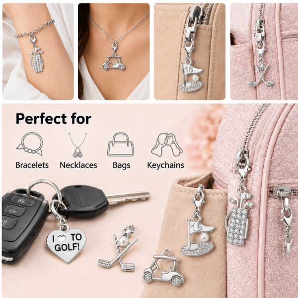 Silver Golf Clip On Charms