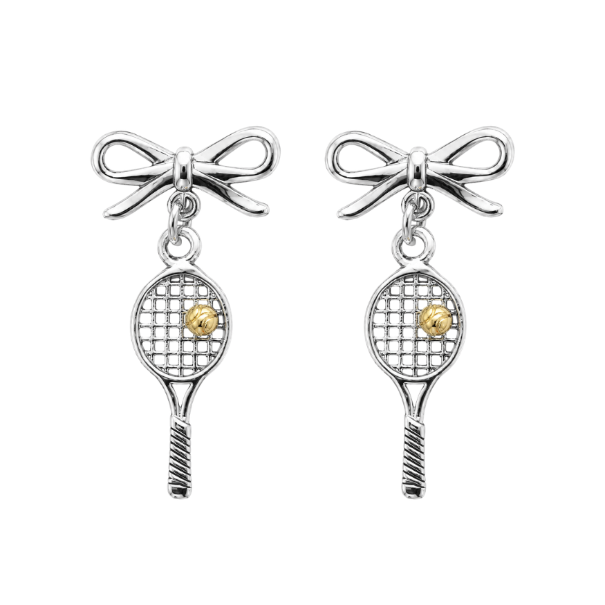 Tennis Bow Drop Earrings
