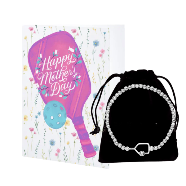 Pickleball Mother's Day Beaded Stretch Bracelet Gift Set