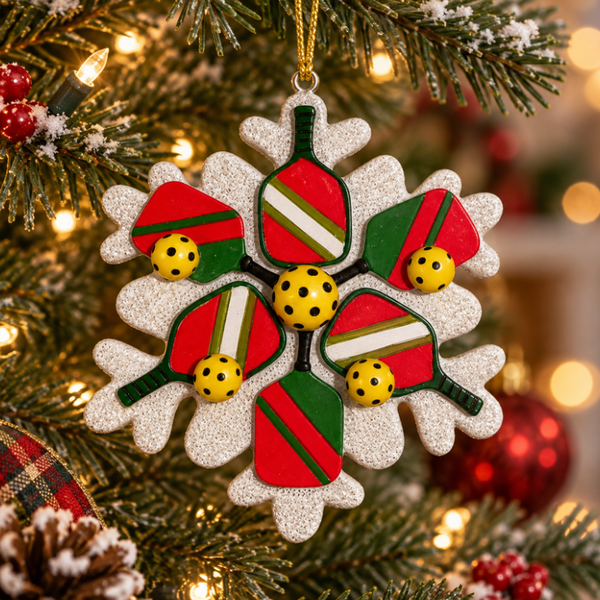 Pickleball Snowflake Christmas Ornament
