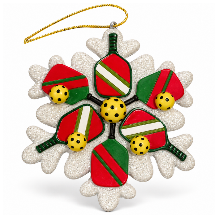 Pickleball Snowflake Christmas Ornament