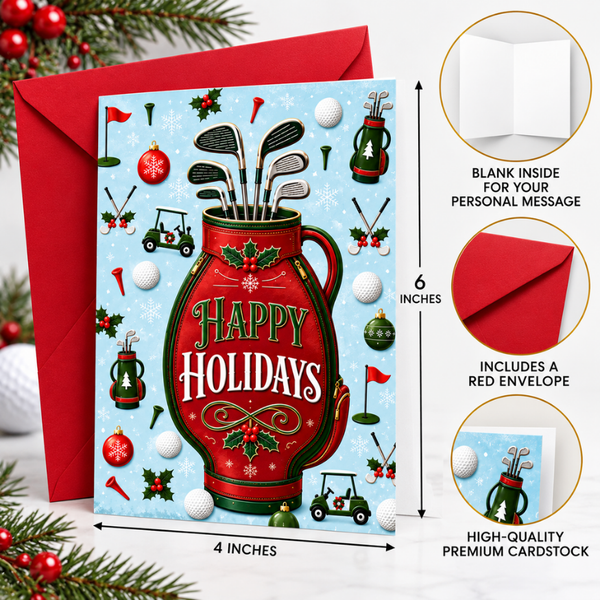 Happy Holidays Golf Christmas Card