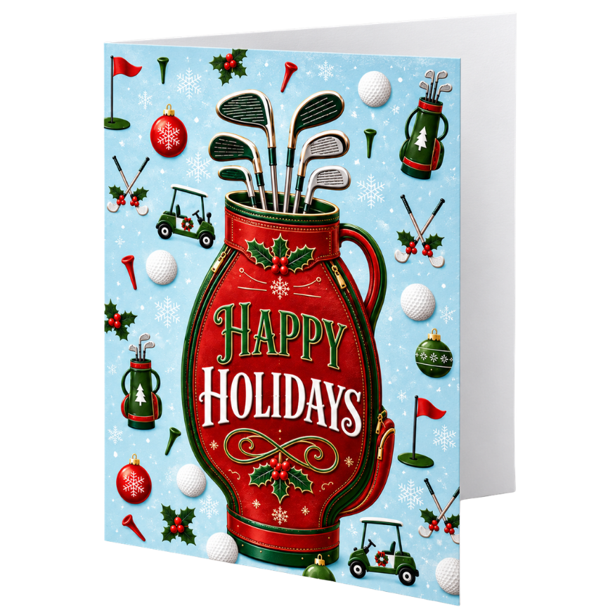 Happy Holidays Golf Christmas Card