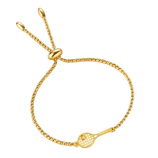 Gold Tennis Racket Adjustable Bracelet