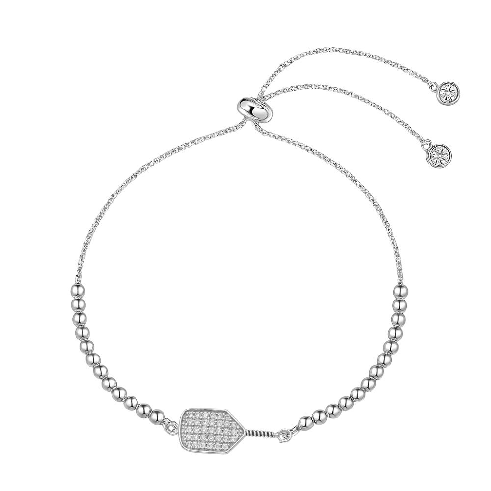 Beaded Pickleball Rhinestone Slider Bracelet - Pick Style