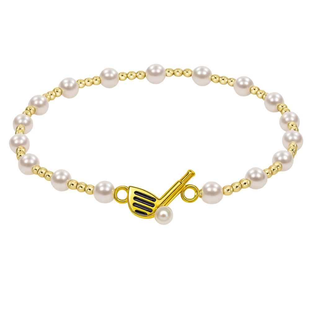 Golf Club Pearl Two Tone Beaded Bracelet