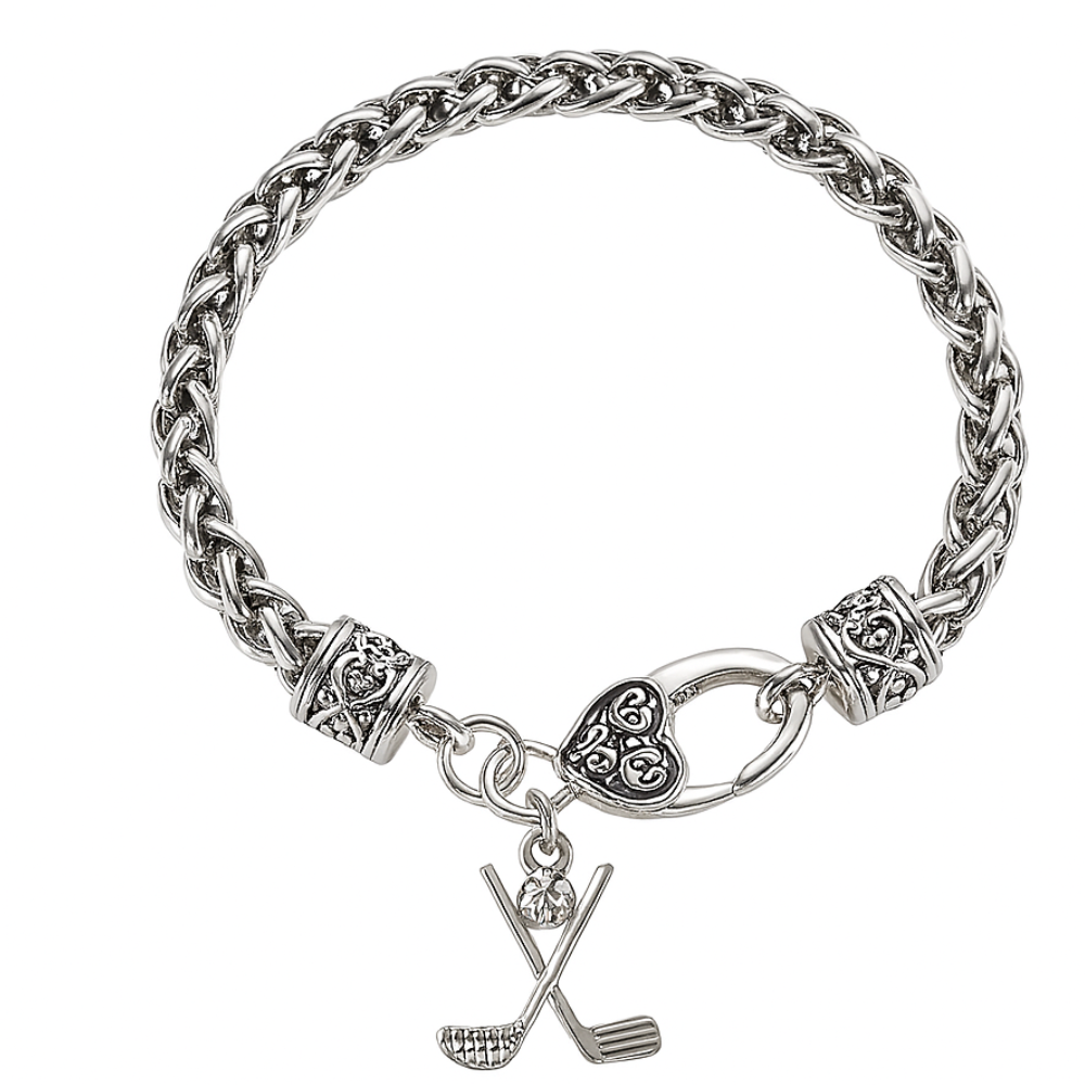 Silver Golf Charm Rope Bracelet- Pick Style