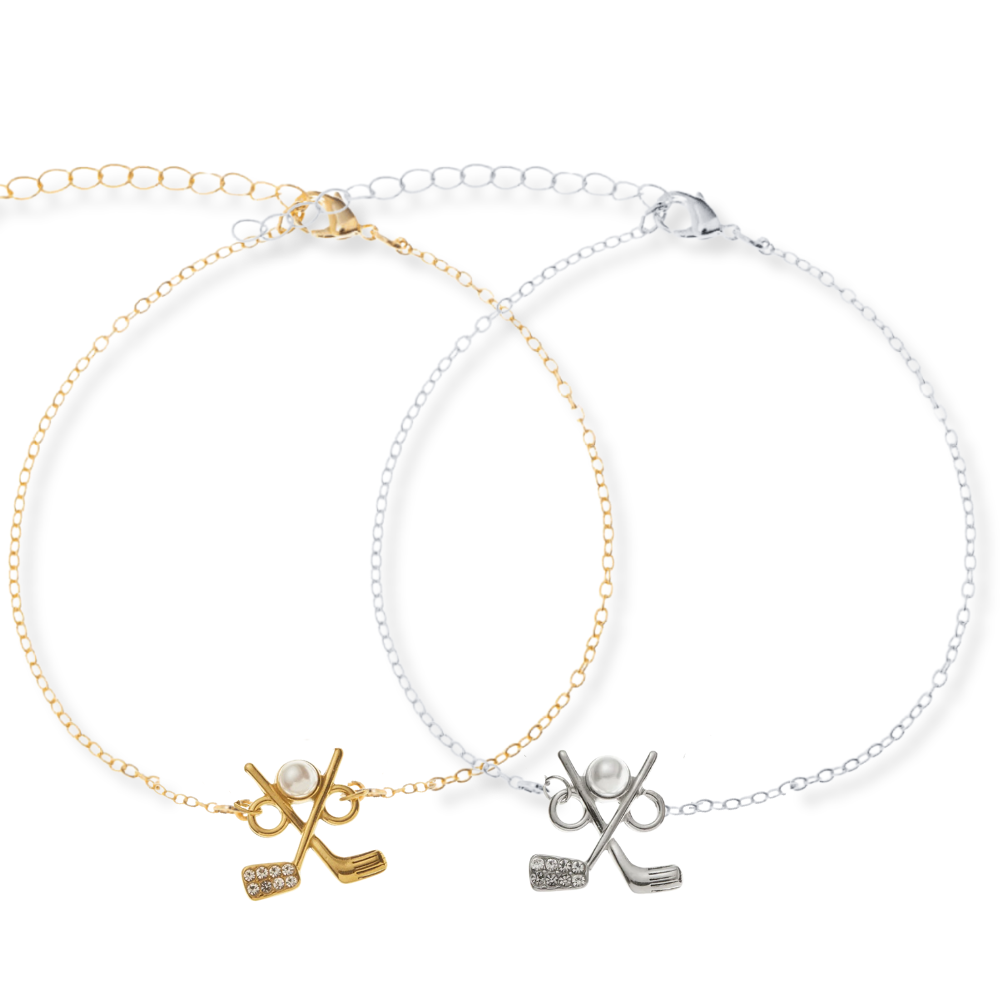 Golf Pearl Charm Chain Bracelet