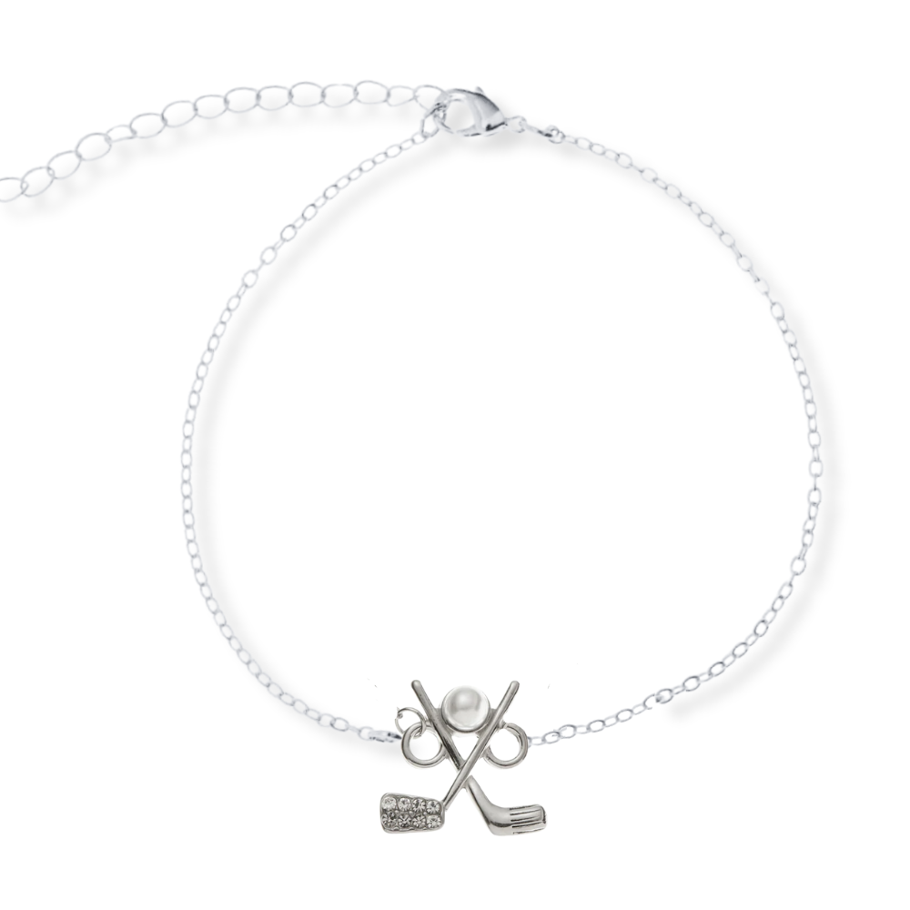 Golf Pearl Charm Chain Bracelet