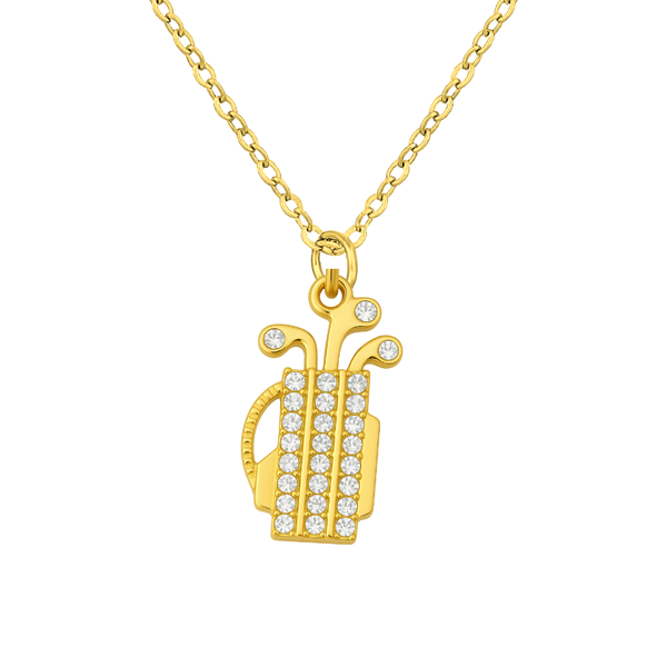 Golf Bag CZ Pendant Necklace