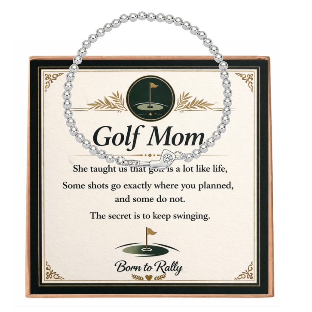 Golf Mom CZ Beaded Bracelet