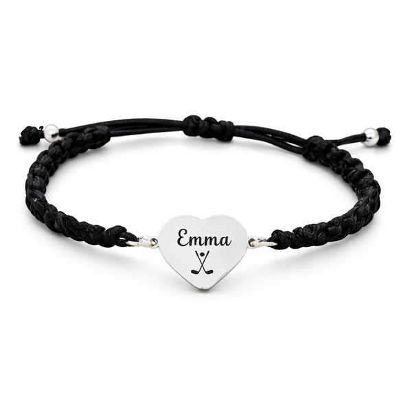 Personalized Engraved Golf Heart Rope Bracelet