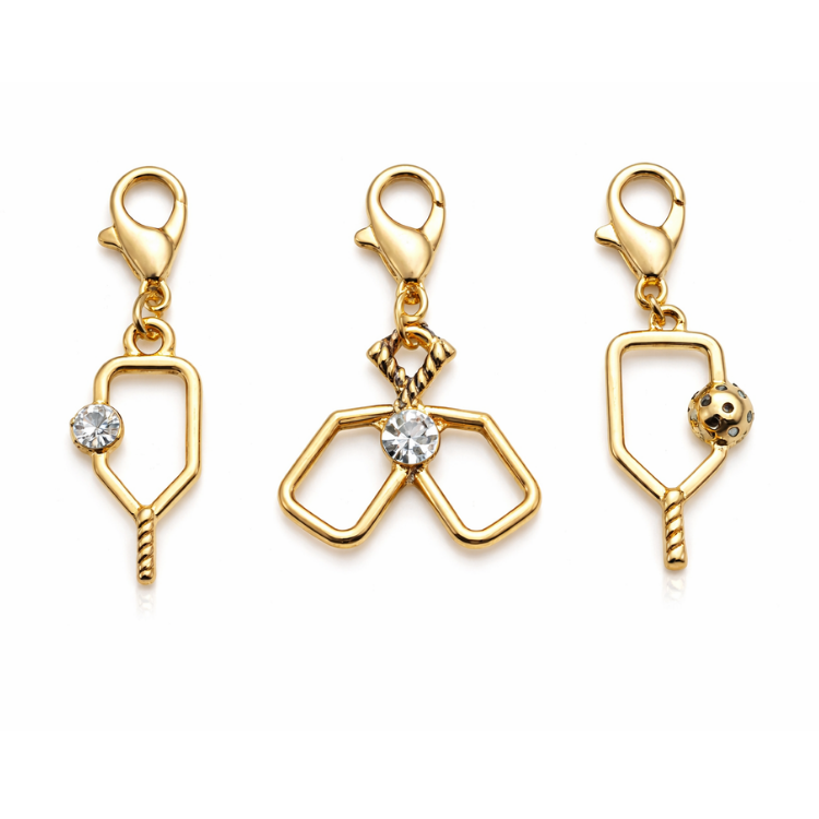 Gold Pickleball Paddle Clip On Charms