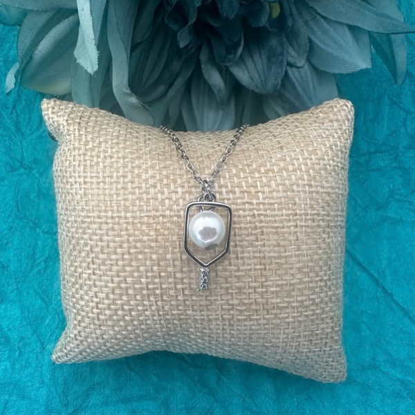 Pickleball Open Paddle Pearl Necklace