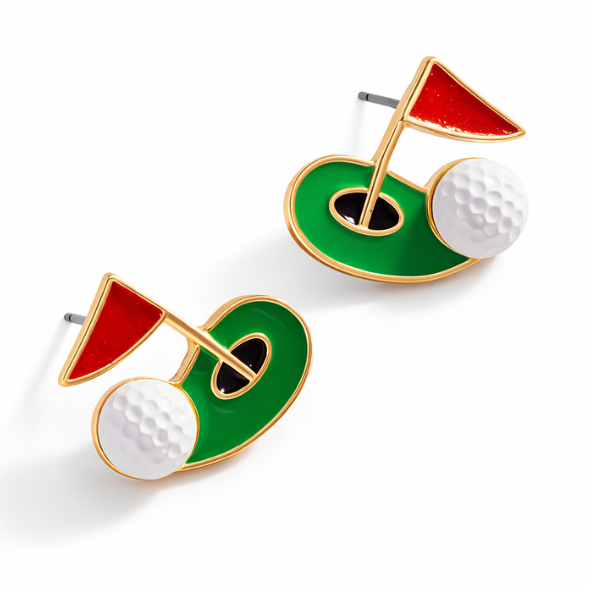 Hole in One Golf Stud Earrings