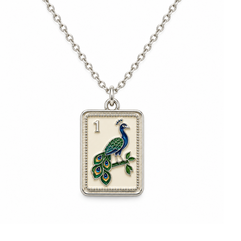 Mahjong Bam Peacock Necklace