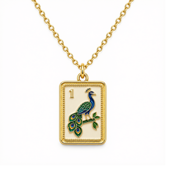 Mahjong Bam Peacock Necklace