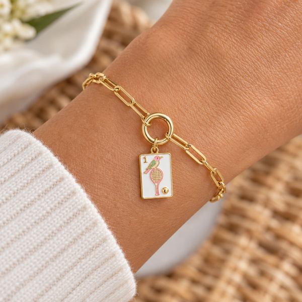 Tennis Mahjong Paperclip Bracelet