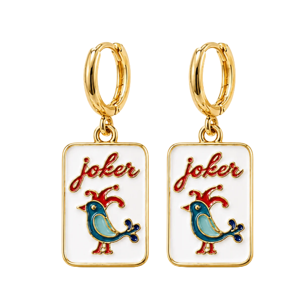 Mahjong Tile Huggie Earrings