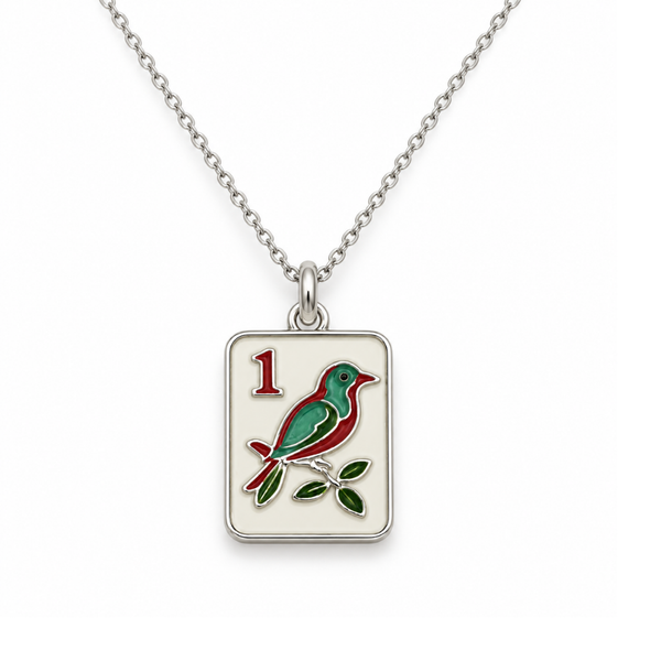 Mahjong  Bam Bird Tile Necklace