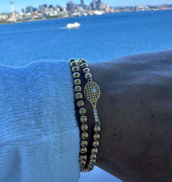 Tennis CZ  Racket Beaded Bracelet