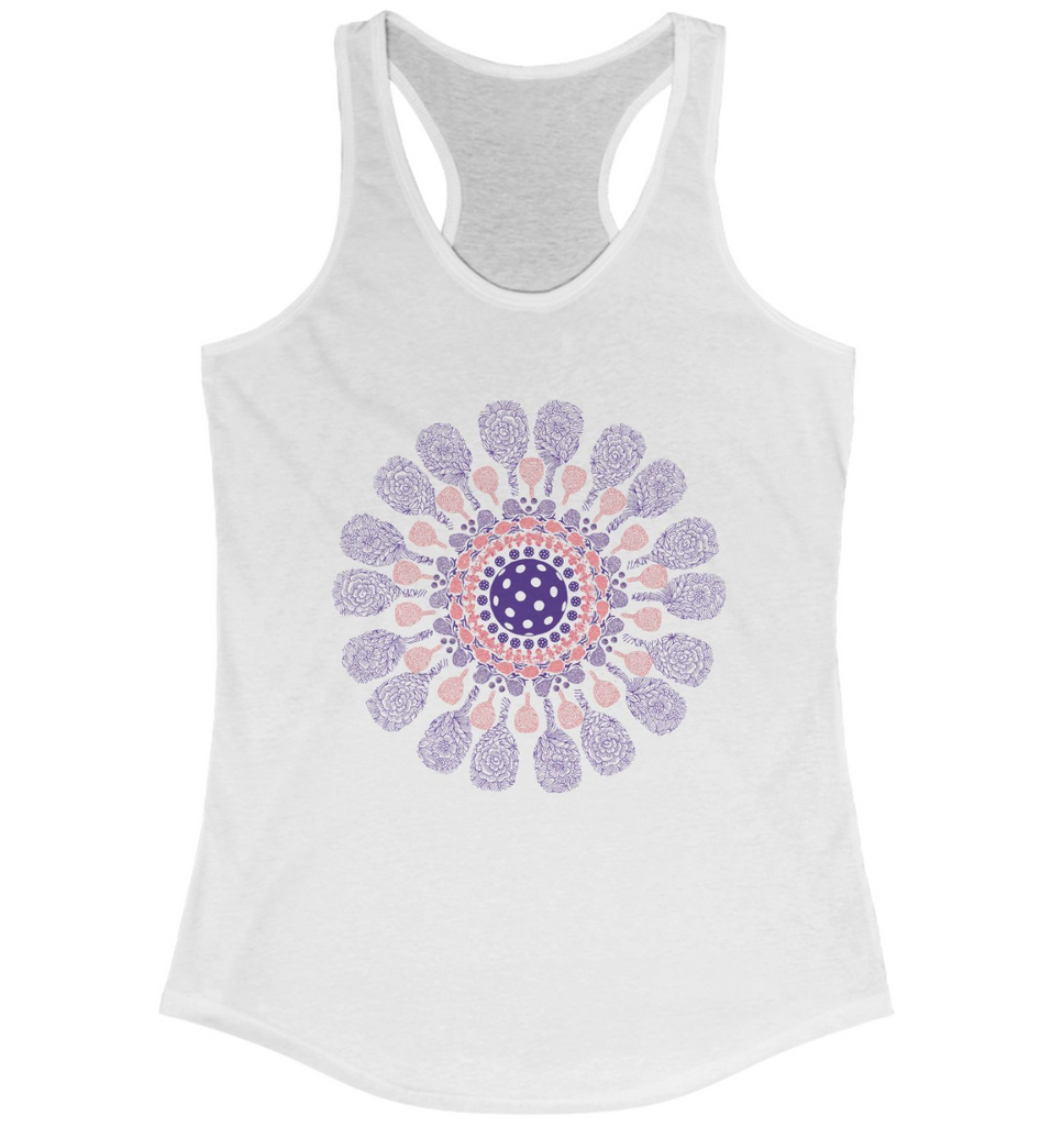 Womens Pickleball Flower Racerback Tank Top- Pick Color