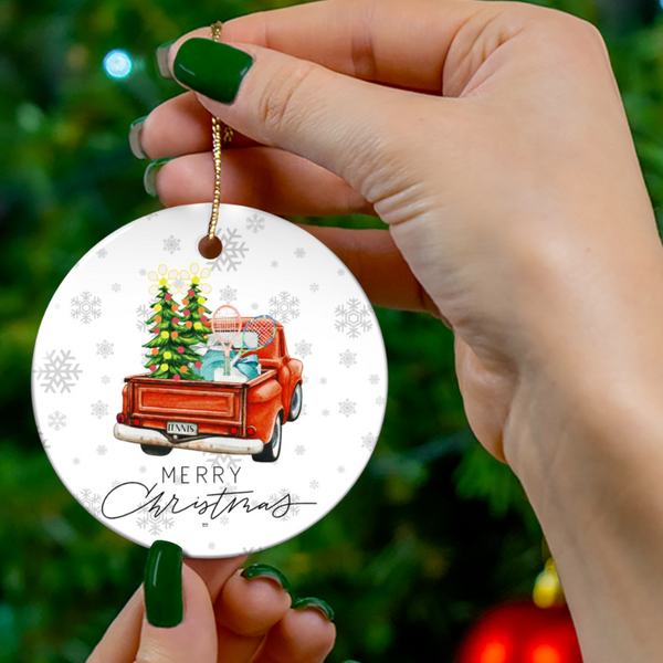 Tennis Ornament - Christmas Truck