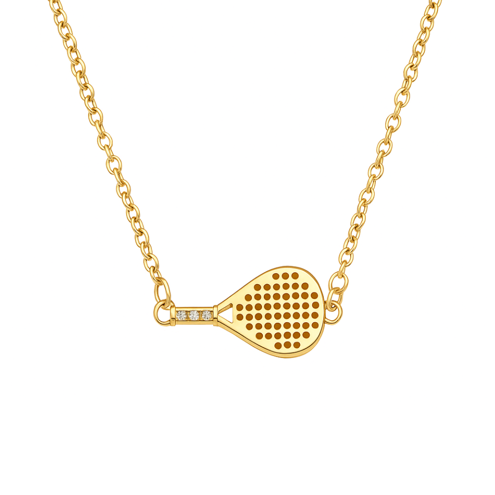 Padel Gold Connector CZ Necklace