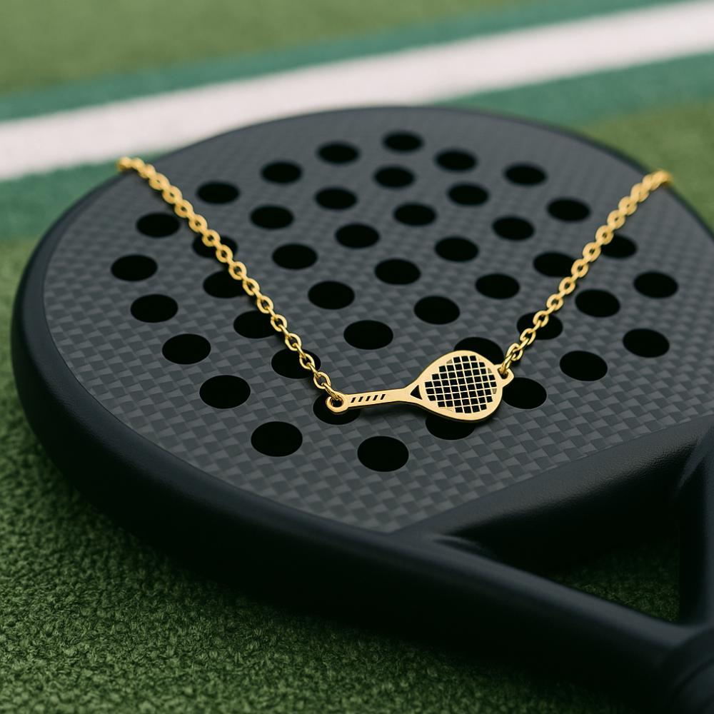 Padel racket necklaces and bracelets from Born to Rally