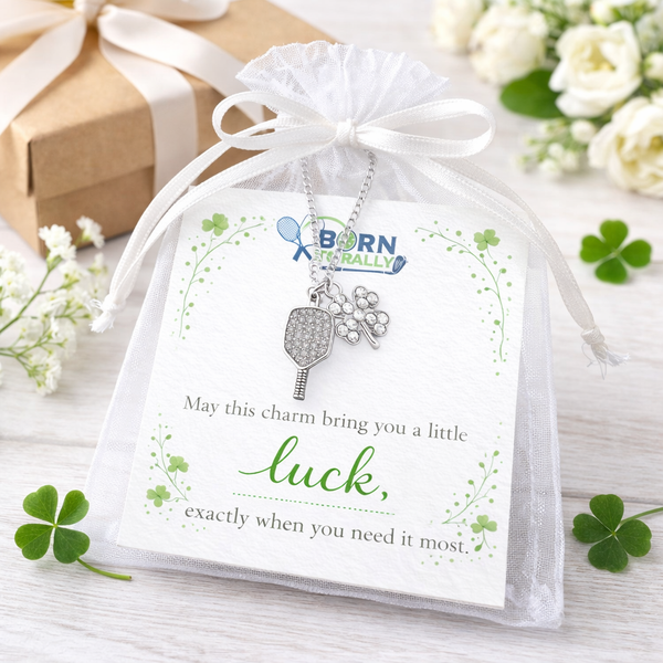 Pickleball clover lucky charm necklace