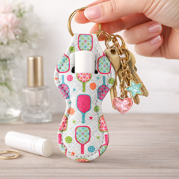 Pickleball Stars Chapstick Holder Keychain