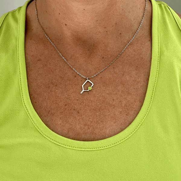 Lady Wearing Color Pop Pickleball Necklace